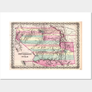 New Mexico and Utah Map Posters and Art